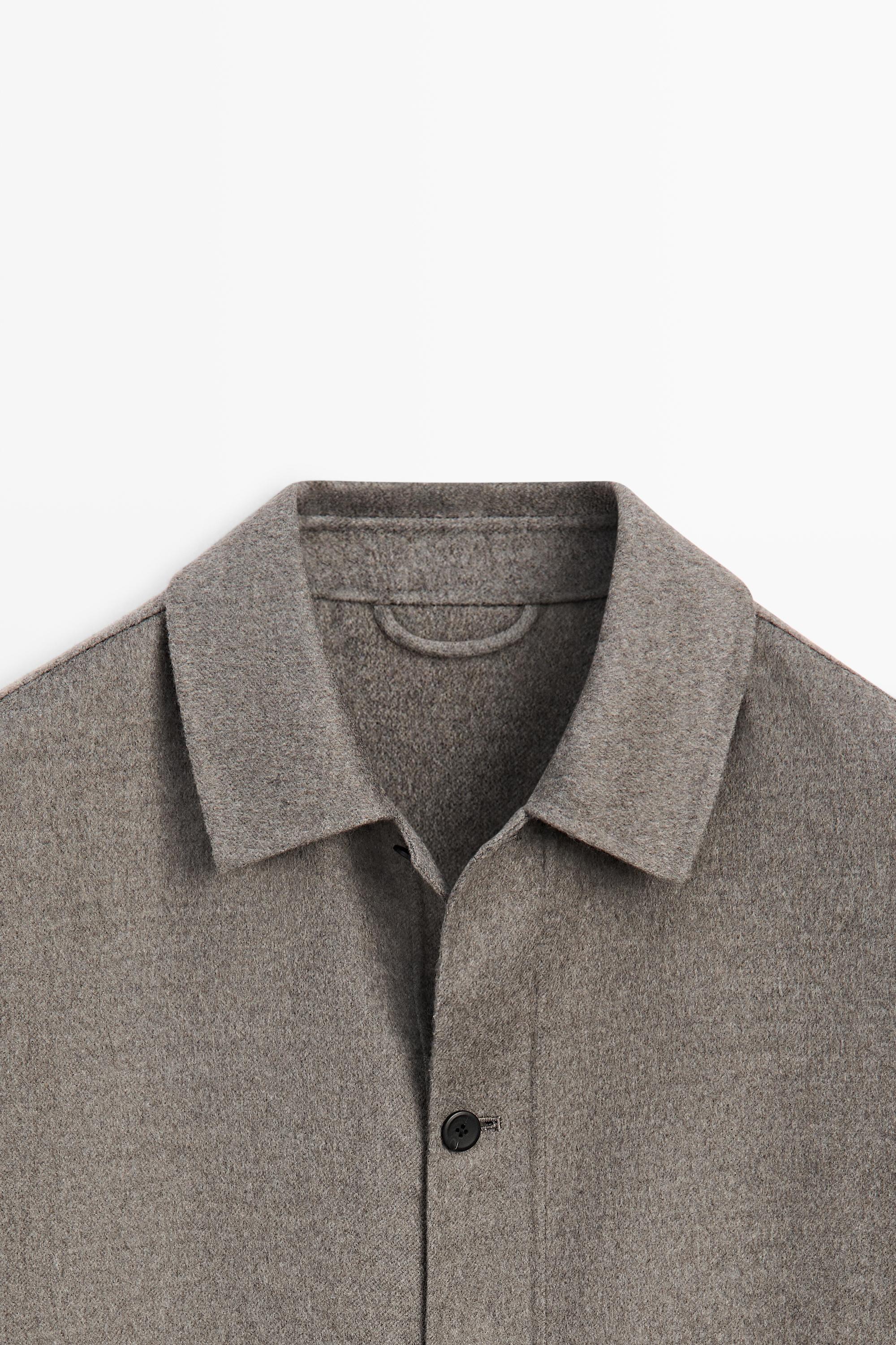 Wool blend overshirt with button detail